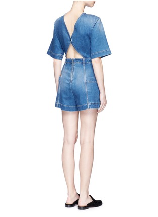 Back View - Click To Enlarge - STELLA MCCARTNEY - Cutout back cotton denim rompers