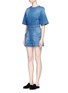 Front View - Click To Enlarge - STELLA MCCARTNEY - Cutout back cotton denim rompers