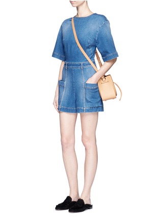 Figure View - Click To Enlarge - STELLA MCCARTNEY - Cutout back cotton denim rompers