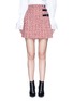 Main View - Click To Enlarge - ALEXANDER MCQUEEN - Buckle pleated tweed wrap mini skirt