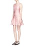 Figure View - Click To Enlarge - GIAMBA - Flamingo jacquard peplum dress