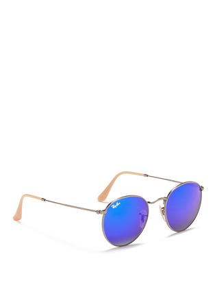 Figure View - Click To Enlarge - RAY-BAN - 'Round Flash Lenses Gradient' metal sunglasses