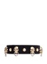 Main View - Click To Enlarge - ALEXANDER MCQUEEN - Skull faux pearl stud leather bracelet