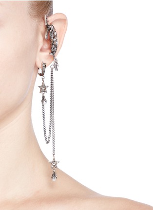 Figure View - Click To Enlarge - ALEXANDER MCQUEEN - 'Surreal Obsession' crystal pavé moon cuff single earring