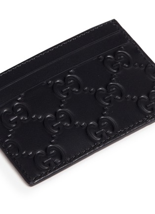Detail View - Click To Enlarge - GUCCI - Debossed logo leather card case