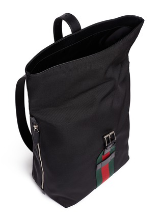  - GUCCI - Stripe trim canvas backpack