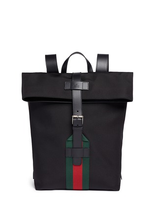 Main View - Click To Enlarge - GUCCI - Stripe trim canvas backpack