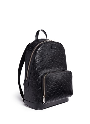 Figure View - Click To Enlarge - GUCCI - Debossed logo leather backpack