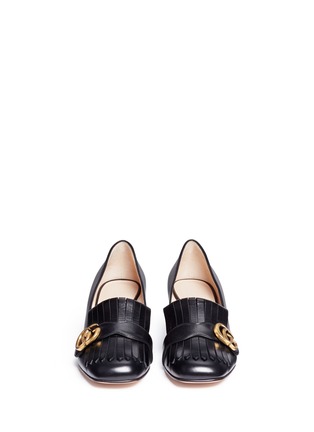 Front View - Click To Enlarge - GUCCI - Kiltie fringe leather loafer pumps