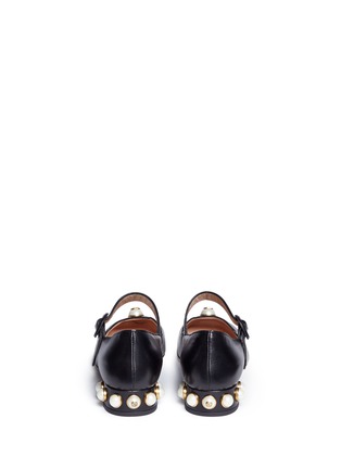 Back View - Click To Enlarge - GUCCI - Logo pearl scalloped leather Mary Jane flats