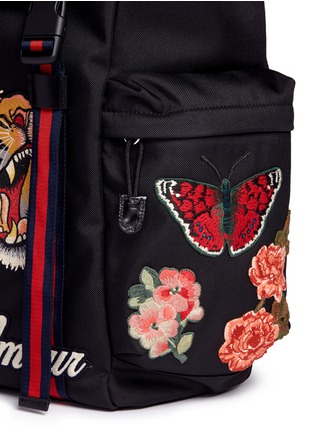  - GUCCI - Tiger and slogan embroidered techno canvas backpack