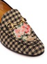 Detail View - Click To Enlarge - GUCCI - Floral bee embroidery houndstooth moccasins