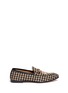 Main View - Click To Enlarge - GUCCI - Floral bee embroidery houndstooth moccasins