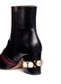 Detail View - Click To Enlarge - GUCCI - Logo faux pearl leather boots