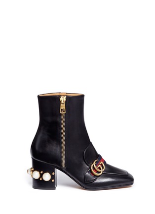 Main View - Click To Enlarge - GUCCI - Logo faux pearl leather boots
