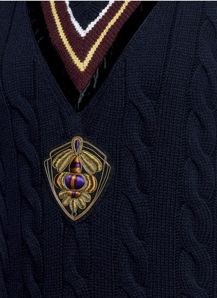 Detail View - Click To Enlarge - DRIES VAN NOTEN - 'Milla' embroidered badge stripe knit vest
