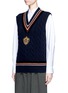 Front View - Click To Enlarge - DRIES VAN NOTEN - 'Milla' embroidered badge stripe knit vest
