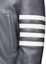Detail View - Click To Enlarge - THOM BROWNE  - Stripe sleeve padded deer leather varsity jacket