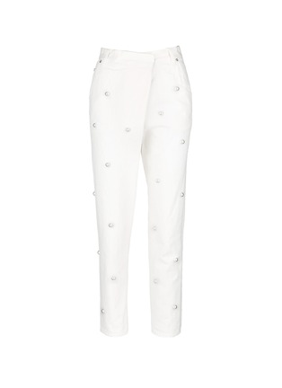 Main View - Click To Enlarge - MUVEIL - Faux pearl front twill pants
