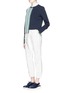 Figure View - Click To Enlarge - MUVEIL - Faux pearl front twill pants