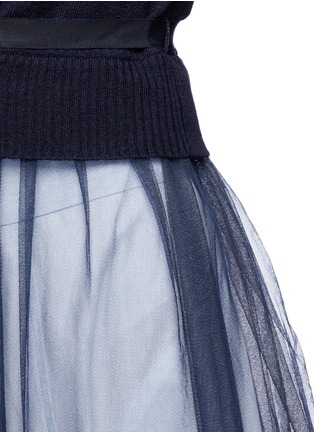 Detail View - Click To Enlarge - MUVEIL - Wool-blend wrap cardigan tulle skirt dress