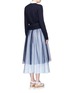 Back View - Click To Enlarge - MUVEIL - Wool-blend wrap cardigan tulle skirt dress