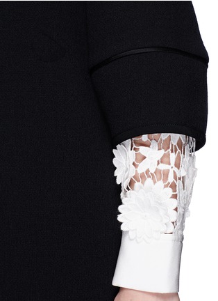 Detail View - Click To Enlarge - VICTORIA, VICTORIA BECKHAM - Guipure lace sleeve wool crepe shift dress
