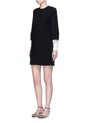Figure View - Click To Enlarge - VICTORIA, VICTORIA BECKHAM - Guipure lace sleeve wool crepe shift dress