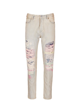 Main View - Click To Enlarge - SCOTCH & SODA - 'Lot 22 Dean' contrast stitch distressed jeans