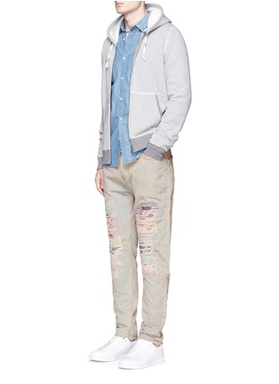 Figure View - Click To Enlarge - SCOTCH & SODA - 'Lot 22 Dean' contrast stitch distressed jeans