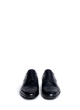 Front View - Click To Enlarge - GIORGIO ARMANI SHOES - Semi brogue leather Derbies
