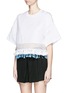 Front View - Click To Enlarge - 3.1 PHILLIP LIM - Fringe poplin cropped boxy T-shirt