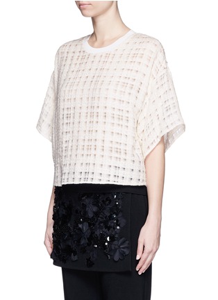 Front View - Click To Enlarge - 3.1 PHILLIP LIM - Textured grid cropped boxy T-shirt