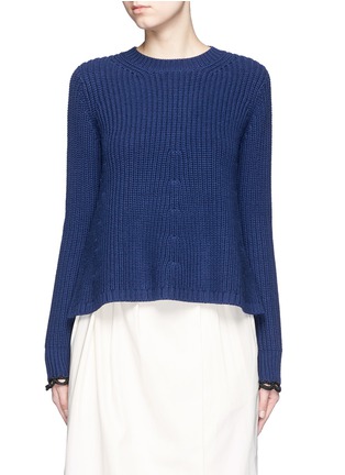 Main View - Click To Enlarge - 3.1 PHILLIP LIM - Crochet trim cuff wool-cotton sweater