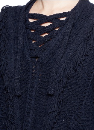 Detail View - Click To Enlarge - 3.1 PHILLIP LIM - Heritage grid stitch fringed poncho