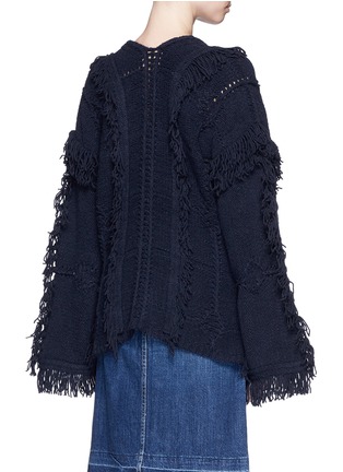 Back View - Click To Enlarge - 3.1 PHILLIP LIM - Heritage grid stitch fringed poncho