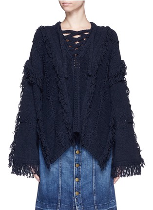 Main View - Click To Enlarge - 3.1 PHILLIP LIM - Heritage grid stitch fringed poncho