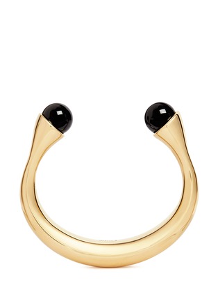 Main View - Click To Enlarge - CHLOÉ - 'Darcey' double Swarovski pearl brass cuff