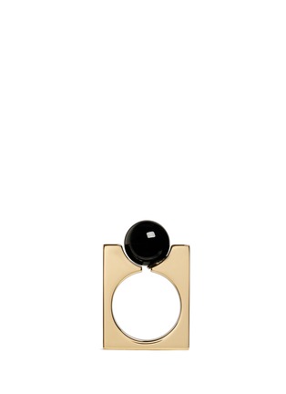 Main View - Click To Enlarge - CHLOÉ - 'Darcey' inset Swarovski pearl square brass ring
