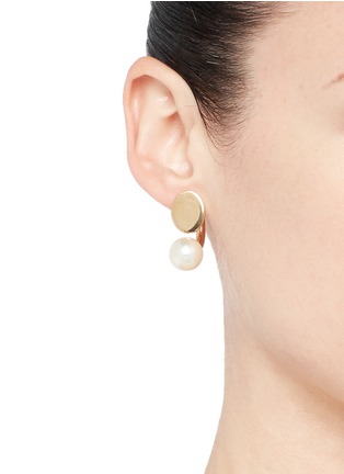 Figure View - Click To Enlarge - CHLOÉ - 'Darcey' Swarovski pearl flat stud earrings