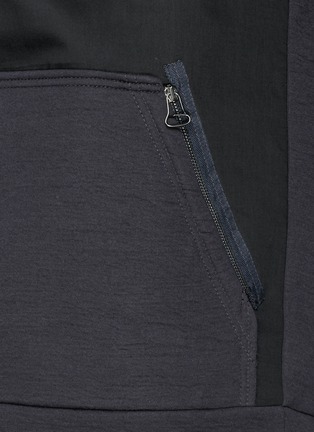 Detail View - Click To Enlarge - LANVIN - Twill front bonded jersey zip hoodie