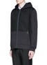 Front View - Click To Enlarge - LANVIN - Twill front bonded jersey zip hoodie