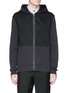 Main View - Click To Enlarge - LANVIN - Twill front bonded jersey zip hoodie