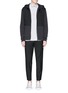 Figure View - Click To Enlarge - LANVIN - Twill front bonded jersey zip hoodie