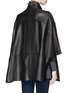Back View - Click To Enlarge - VINCE - Double breasted leather cape coat