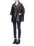 Figure View - Click To Enlarge - VINCE - Double breasted leather cape coat