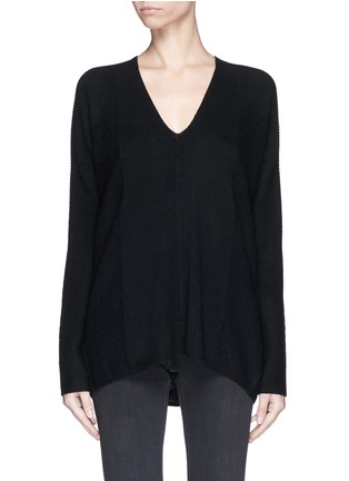 Main View - Click To Enlarge - VINCE - Directional rib double V-neck cashmere sweater