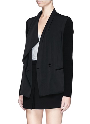 Front View - Click To Enlarge - VINCE - Rib knit sleeve drape front jacket