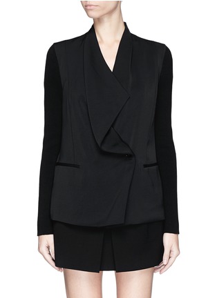 Main View - Click To Enlarge - VINCE - Rib knit sleeve drape front jacket
