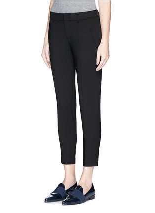 Front View - Click To Enlarge - VINCE - Pintuck side tab cropped wool pants